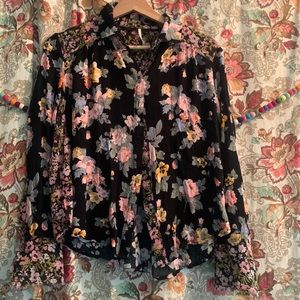 NWOT Free People Floral Blouse XS
